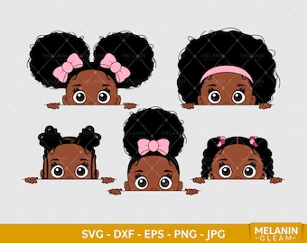 Peekaboo Black Girl, peekaboo girl svg, girl mom svg, little girl clipart, bundle svg, girl dad svg, princess svg