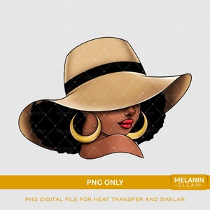 Juneteenth Sun Hat Woman 2 PNG, Melanin, schwarze Lizenzgebühren, afroamerikaner svg, melanin svg, schwarze Frau svg, Sommer png