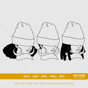 Beanie Mütze Black Woman Silhouette, melanin, black woman svg, afro woman, black girl magic