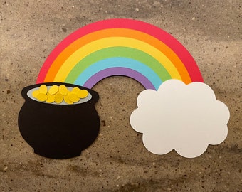 St. Patrick's Day Day Pot of Gold & Rainbow Craft Kit--Cardstock Paper Craft for Kids