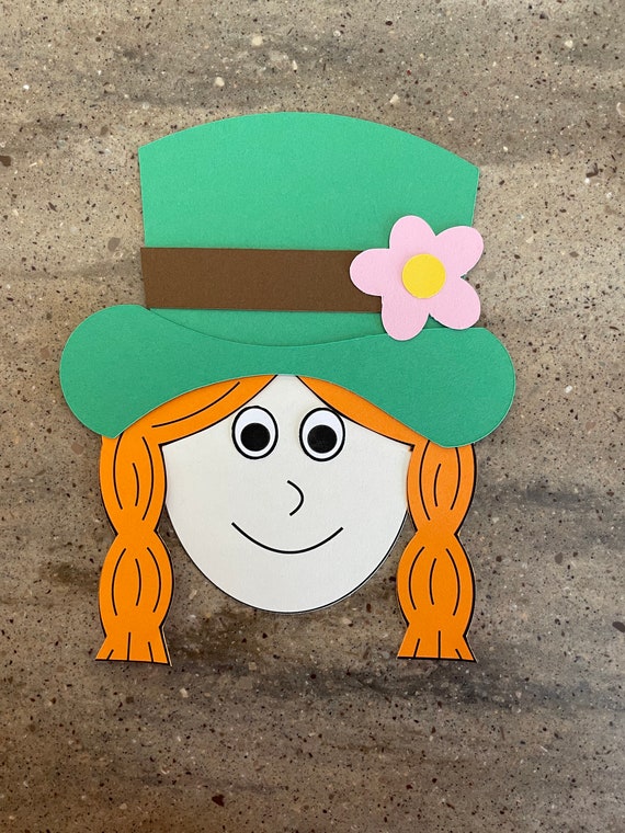 St. Patrick's Day Day Girl Leprechaun Craft Kit--Cardstock Paper Craft for Kids