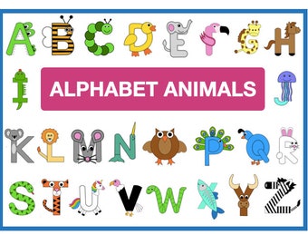 Digital Alphabet Animals - ABC Animals - Animal Alphabet - ABC Crafts For Kids- Animal Crafts For Kids
