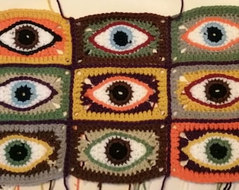 Crochet pattern - the All-seeing Crone granny pattern square + rectangle
