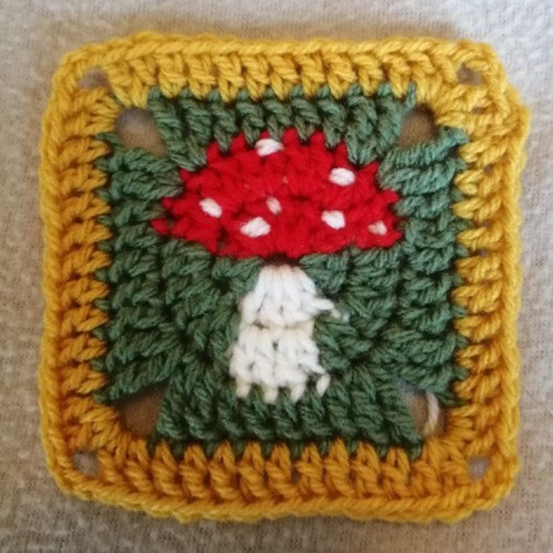 Mushroom Granny Square Crochet Pattern Etsy España