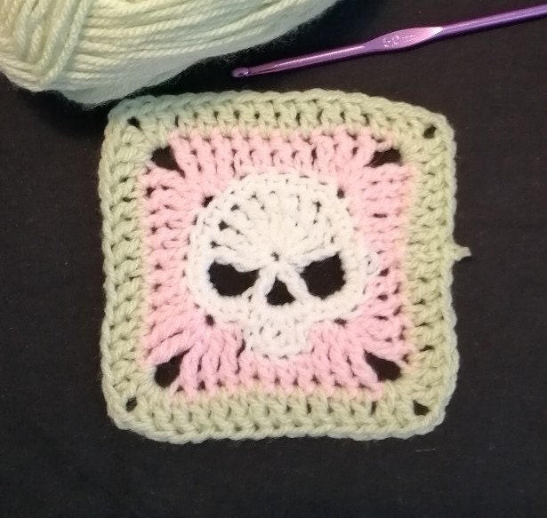 Crochet Pattern Skull Granny Square Etsy UK