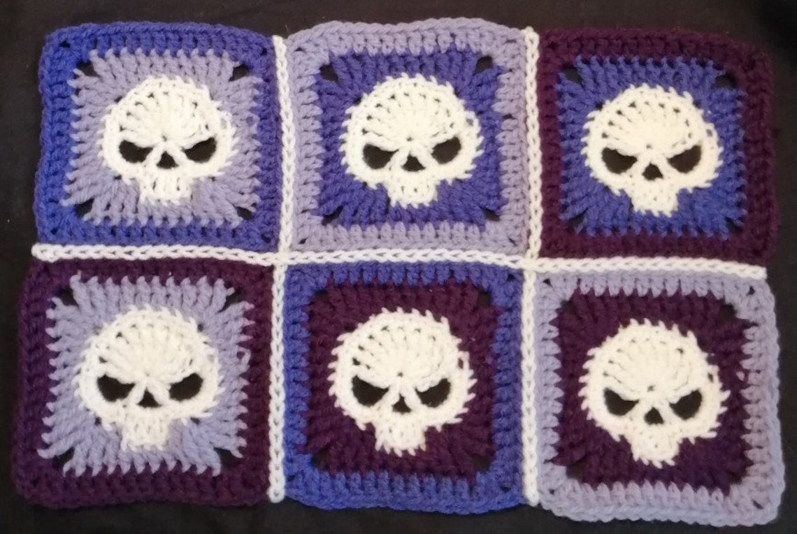 Crochet Pattern Skull Granny Square Etsy