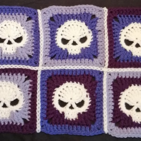 Crochet pattern - Skull granny square