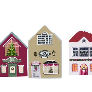 Christmas Village Digital Download PNG SVG 3 Buildings