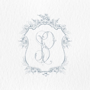 Floral Vintage Wedding Crest: Two-Letter Monogram Logo (SVG-PNG)