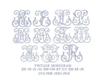 Wedding Crest, intertwined monogram, monogram svg,png,Vintage Wedding Monogram -antique monogram,SVG ,bundle 11 total