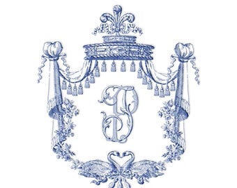 Vintage Schwan Hochzeitswappen, maßgeschneidertes Monogramm (Digitaler Download)