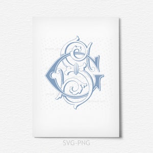 S-G -G-S Vintage Monogram,Antique Classic Wedding Monogram,Interlocking Two Letter Monogram SVG-PNG