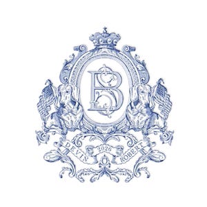 Custom Dog Wedding Crest Logo: Vintage Monogram (PDF, PNG) -BS monogram