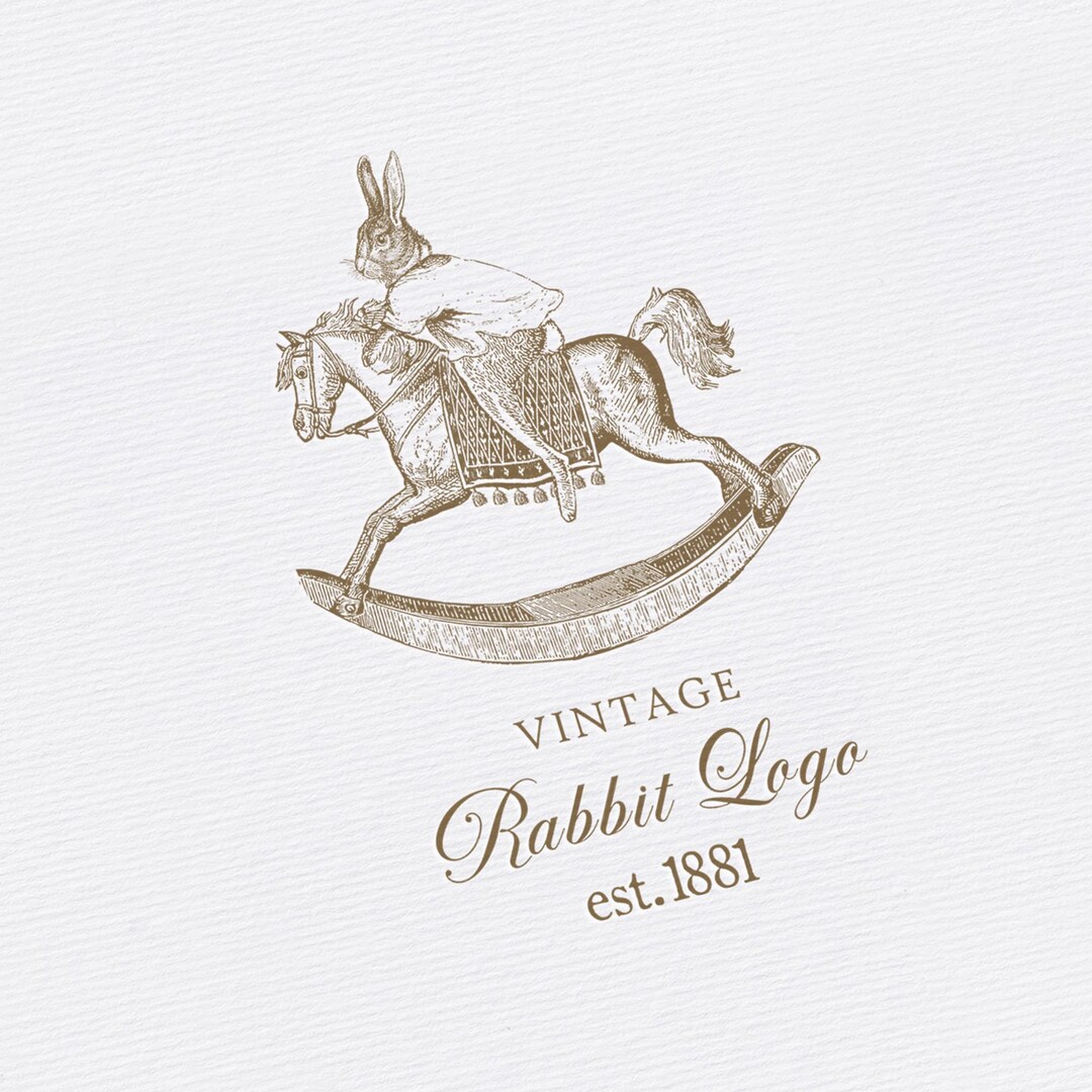Vintage Rabbit Rocking Horse Logo Design (digital Download) - Etsy