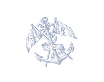 Anchor Crest-Custom Nautical Logo-vintage nautical- wedding crest