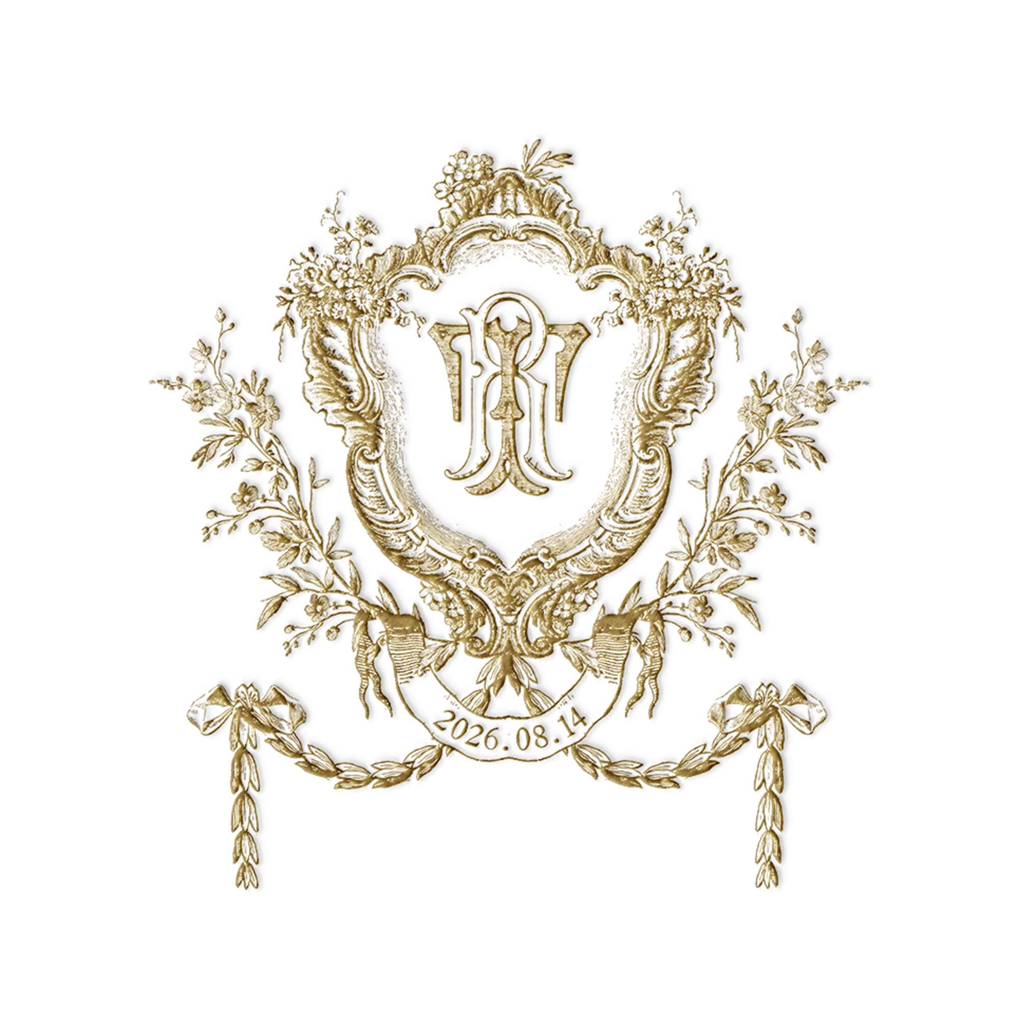 Custom Wedding Monogram Logo Design | Vintage Crest Logo | Luxury ...