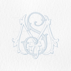 Monogramme vintage M, monogramme de mariage classique antique, monogramme de deux lettres imbriqués SVG-PNG