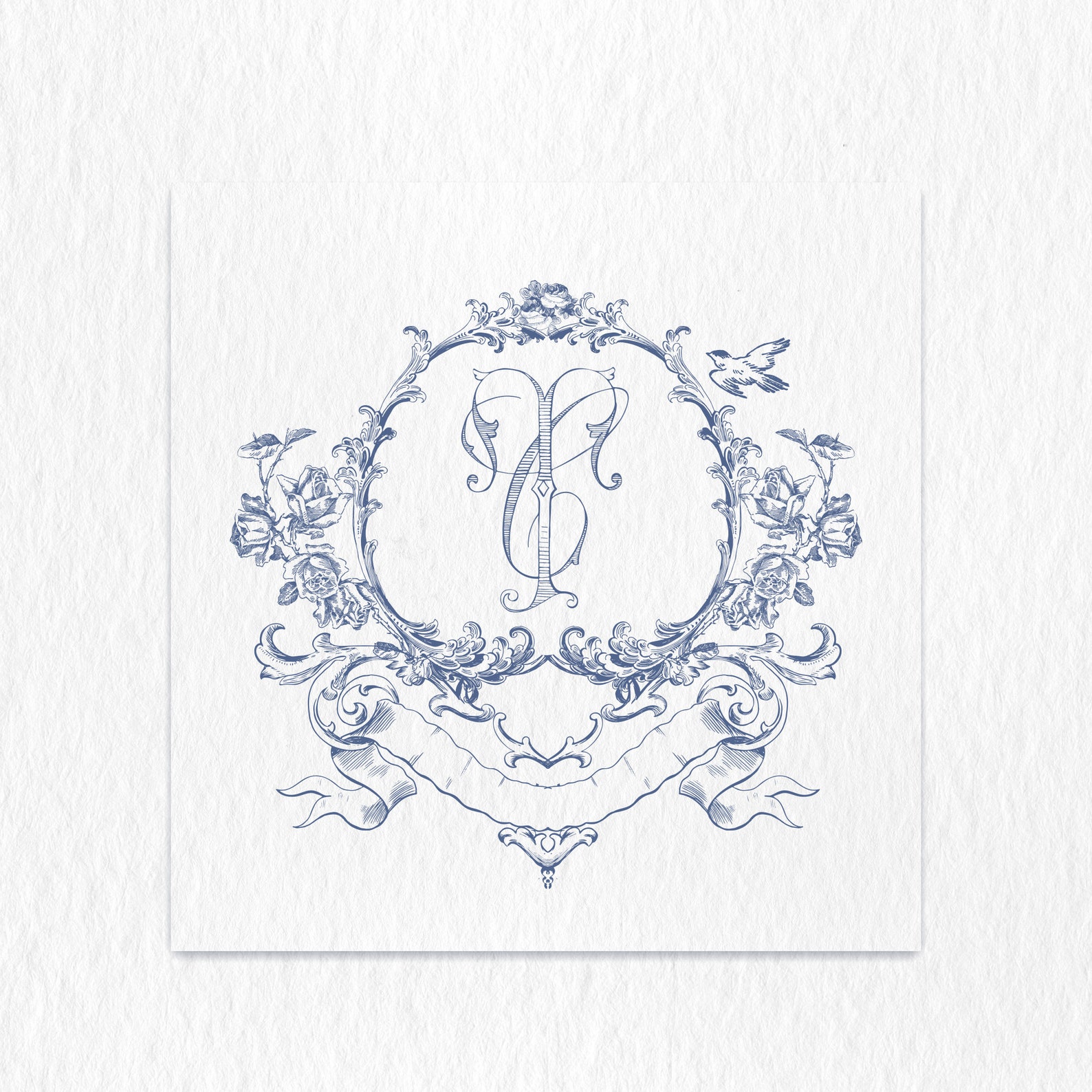 Vintage Floral Monogram Wedding Crest: Custom Two-letter Logo (SVG-PNG ...