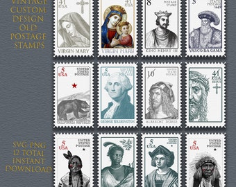 Custom ,old Postage Stamps,ınstant Download,stamps Png-svg