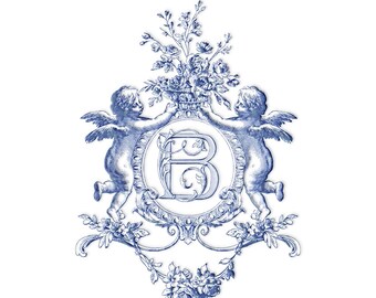 Vintage B-C Interlocking Monogram: Classic Wedding Design (SVG-PNG) Angel  Wedding Crest