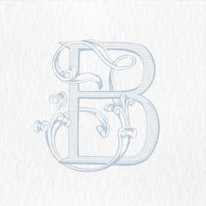 B-J Vintage Monogram,Antique Classic Wedding Monogram,Interlocking Two Letter Monogram SVG-PNG