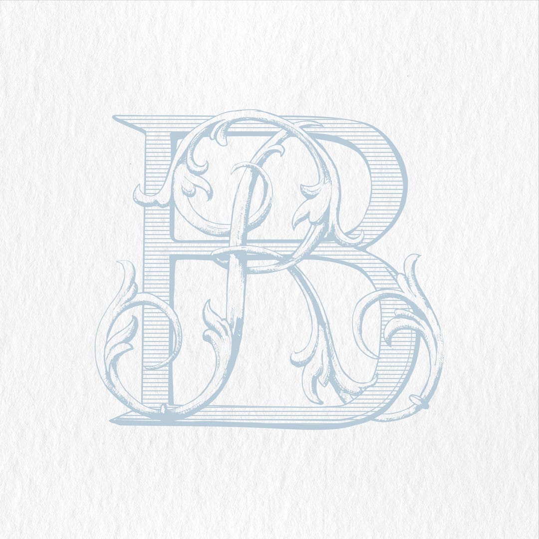 B And R Monogram Vintage B-R Monogram: Antique Wedding Initial (SVG-PNG) - Etsy
