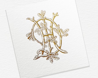 Vintage Wedding Monogram: H-D Intertwined Letters (SVG, PNG)