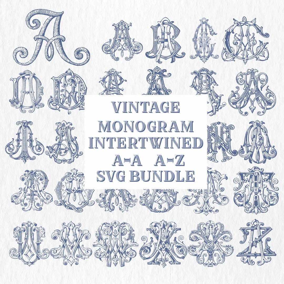 Vintage Monogram,monogram Svg ,bundle A-A & A-Z Svg Monogram ,intertwined Monogram,wedding Logo ,svg,1920 From, - Etsy Vintage Monogram,monogram Svg ,bundle A-A & A-Z Svg Monogram ,intertwined Monogram,wedding Logo ,svg,1920 From, - Etsy