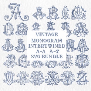 monogramme vintage, monogramme svg, monogramme svg AA & A-Z, monogramme entrelacé, logo de mariage, svg, 1920 à partir de,