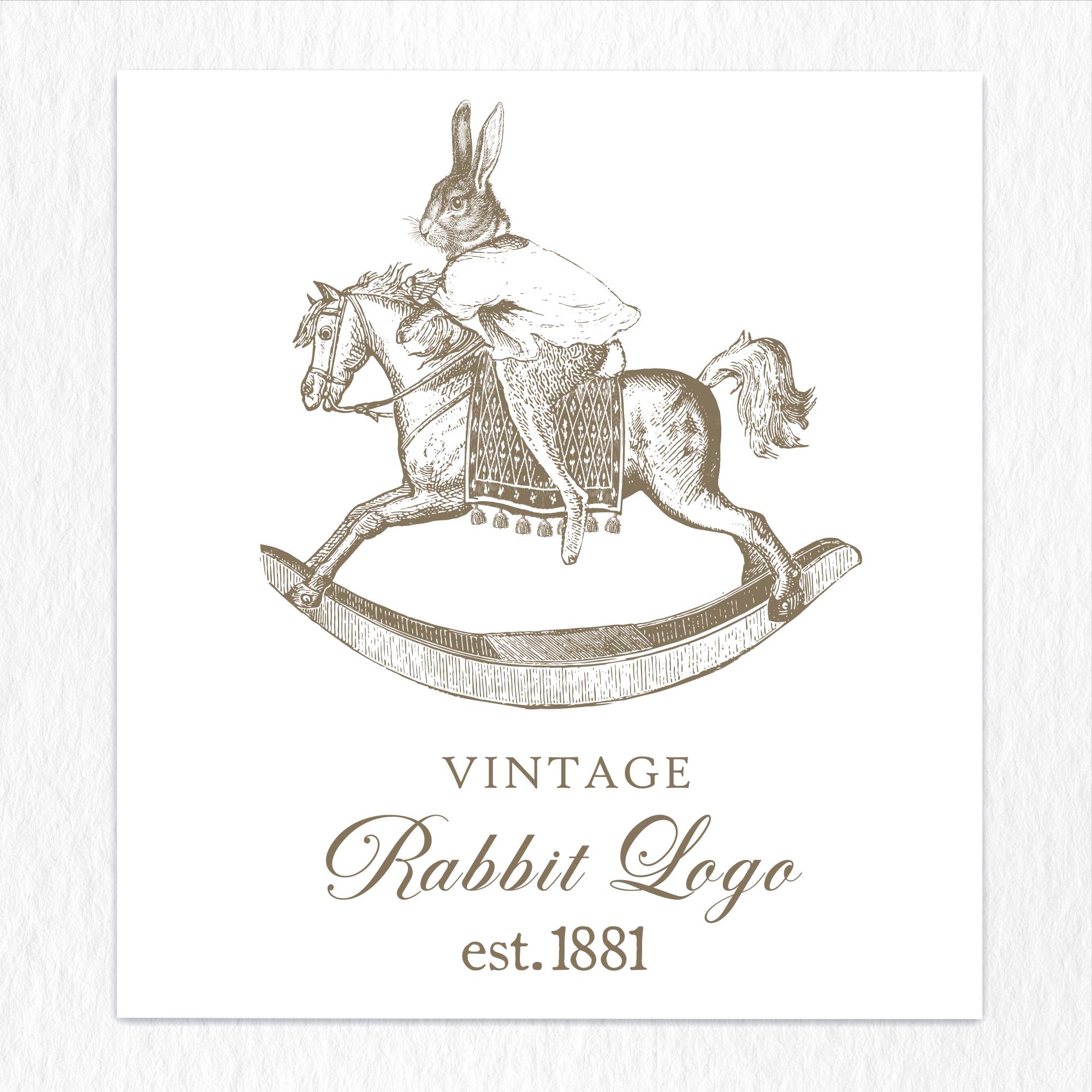 Vintage Rabbit Rocking Horse Logo Design (digital Download) - Etsy