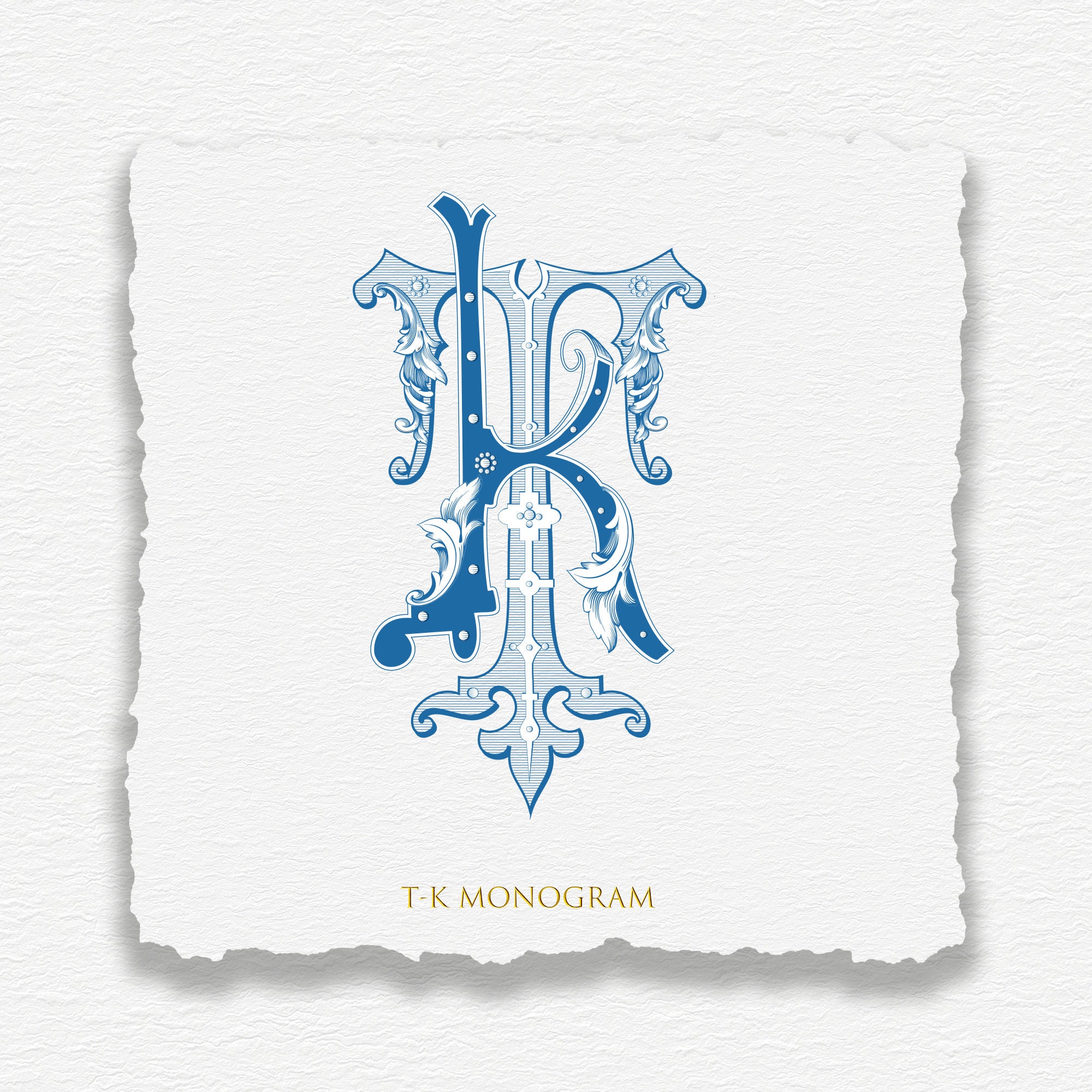 Vintage T-K Wedding Monogram Crest (SVG, PDF, PNG) - Etsy
