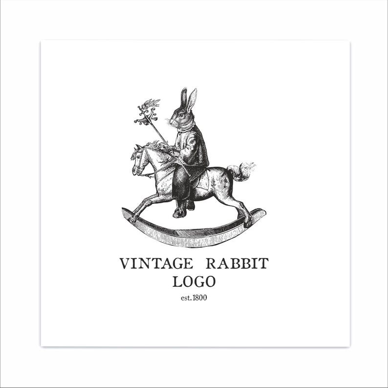 Rocking Rabbit Logo Vintage Rabbit Rocking Horse Logo - Etsy
