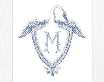 Vintage Schwan Wappen Monogramm Logo (Digitaler Download)