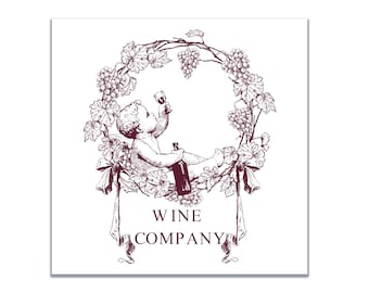 Hand-Drawn Wine Logo: Vintage Vineyard Illustration (Digital Files)
