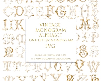 Vintage French Monogram: Single Letter SVG (Digital Download)