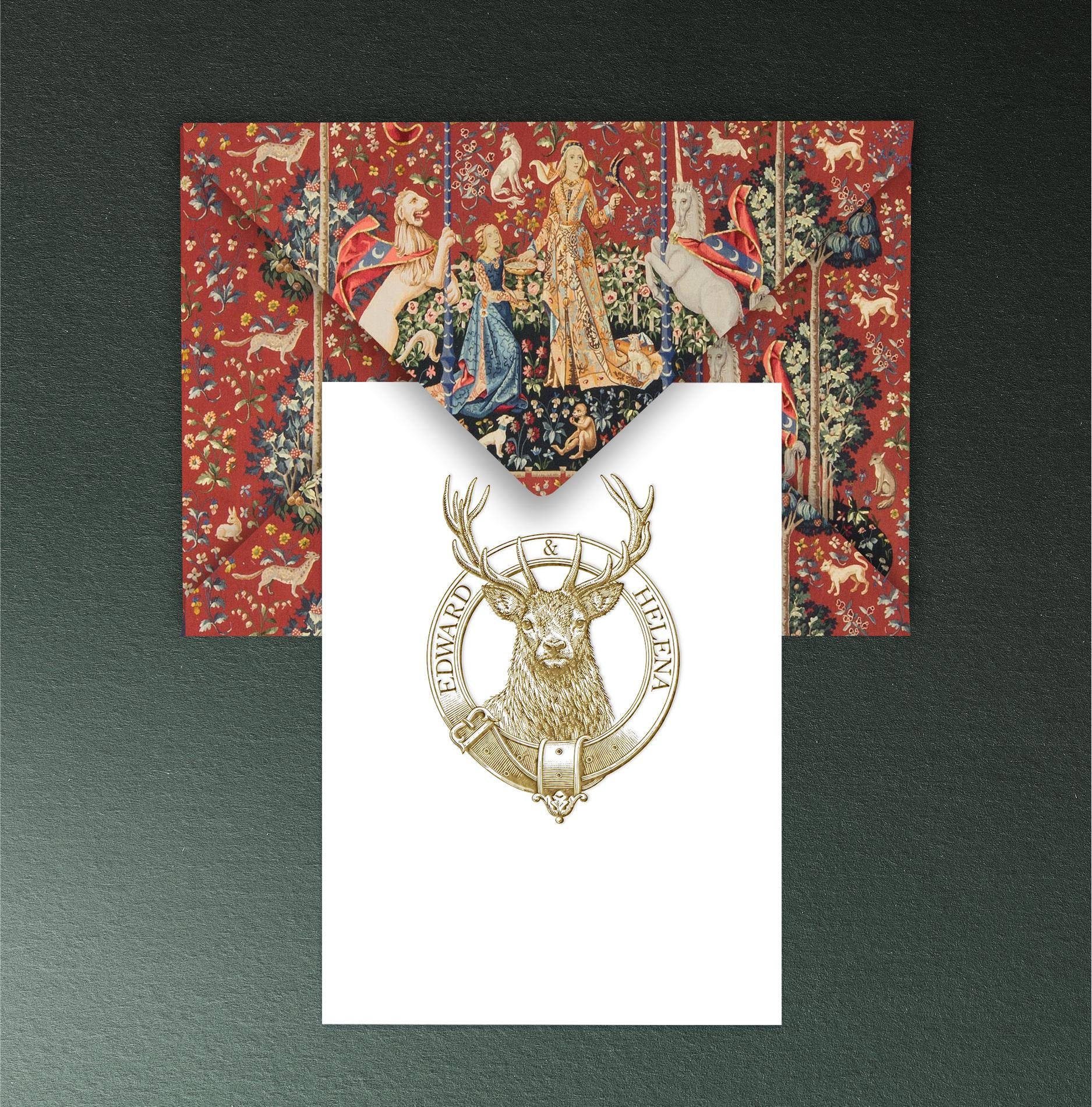 Custom Deer Wedding Crest Logo, Handcrafted Stag Emblem (digital ...