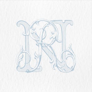 N-R Vintage Monogram,Antique Classic Wedding Monogram,Interlocking Two Letter Monogram SVG-PNG