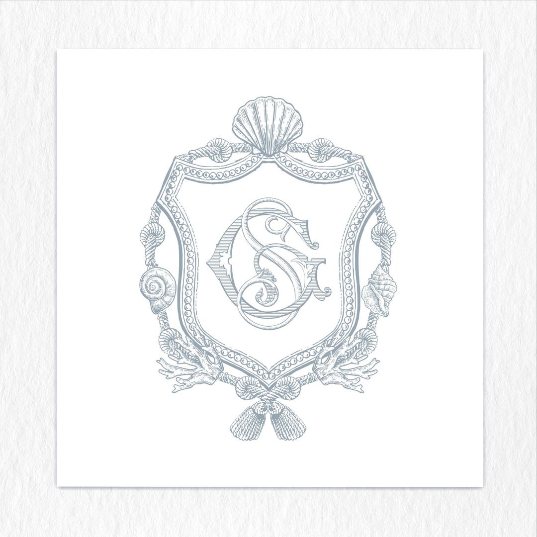 Si Shellcrest Beach Wedding Monogram Logo: Sea Shell Crest Design (SVG-PNG-PDF) - Etsy