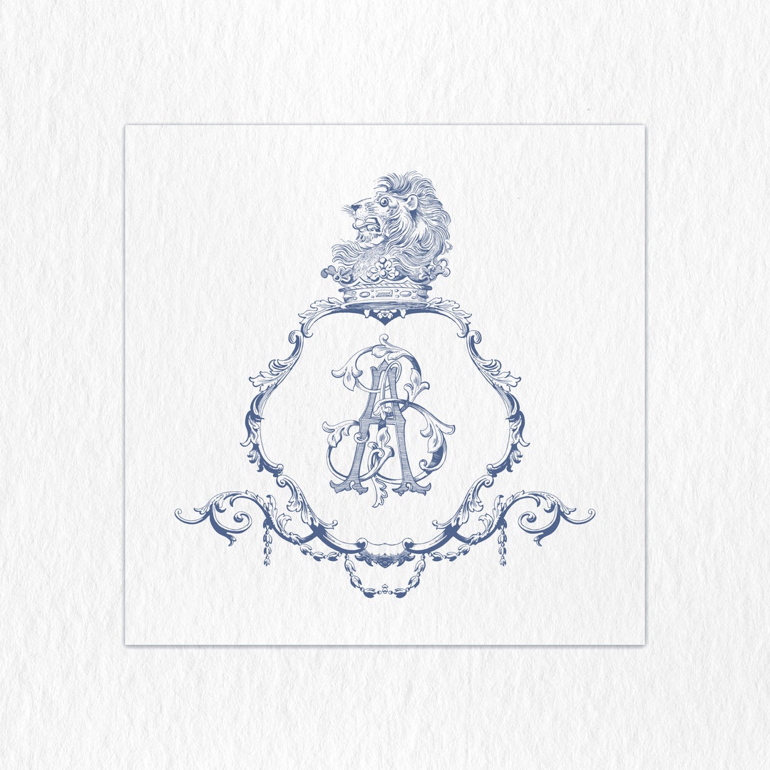 Vintage Lion Heraldry Monogram Wedding Crest (PDF, PNG) - Etsy