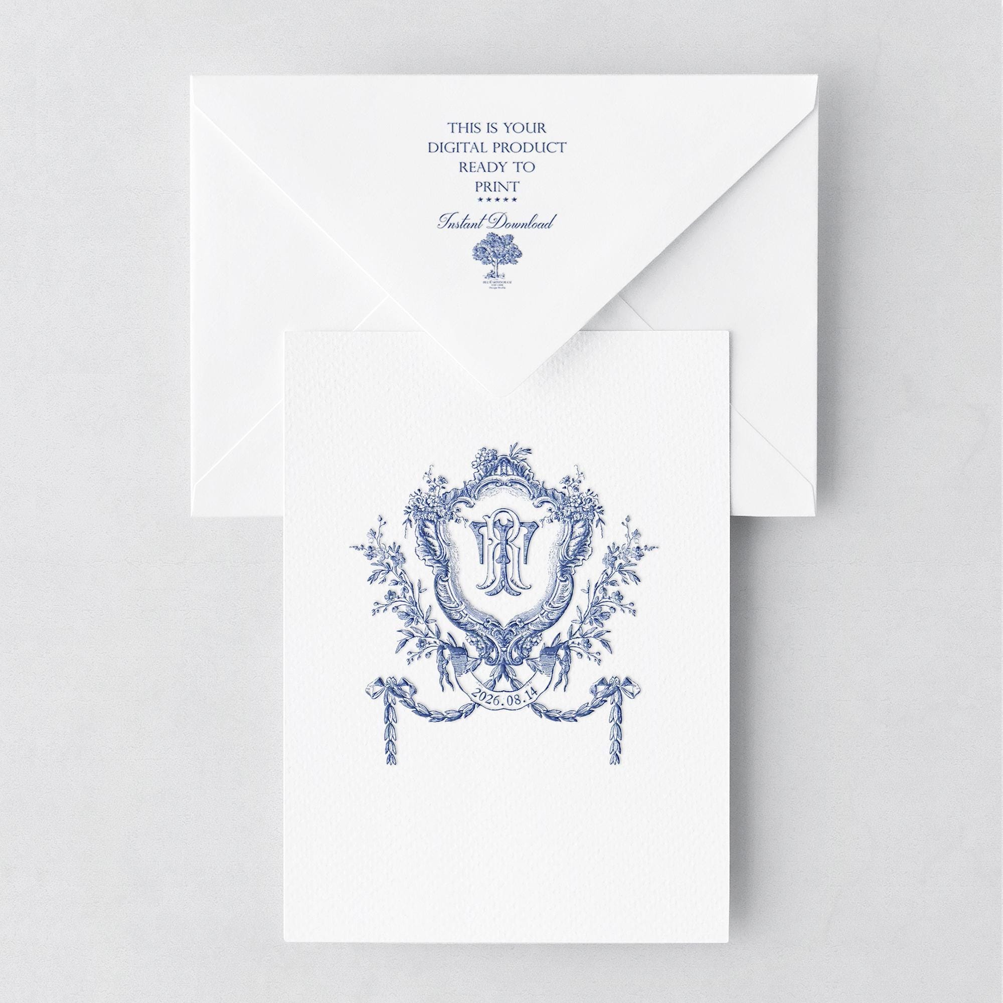 Custom Wedding Monogram Logo Design | Vintage Crest Logo | Luxury ...