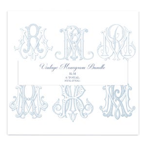M-R-R-M vintage monogram-monogram bundle -intertwined monogram -6 total -svg bundle