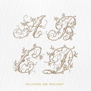dry twig font,4 -svg,Wedding Crest, Monogram letters,,Vintage Wedding Monogram A-B-C-D antique monogram,Vintage Monogram ,1900 From