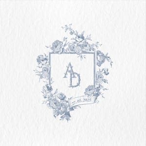 A-D vintage monogram,custom wedding,peony flowers,peony wedding logo ,custom monogram,