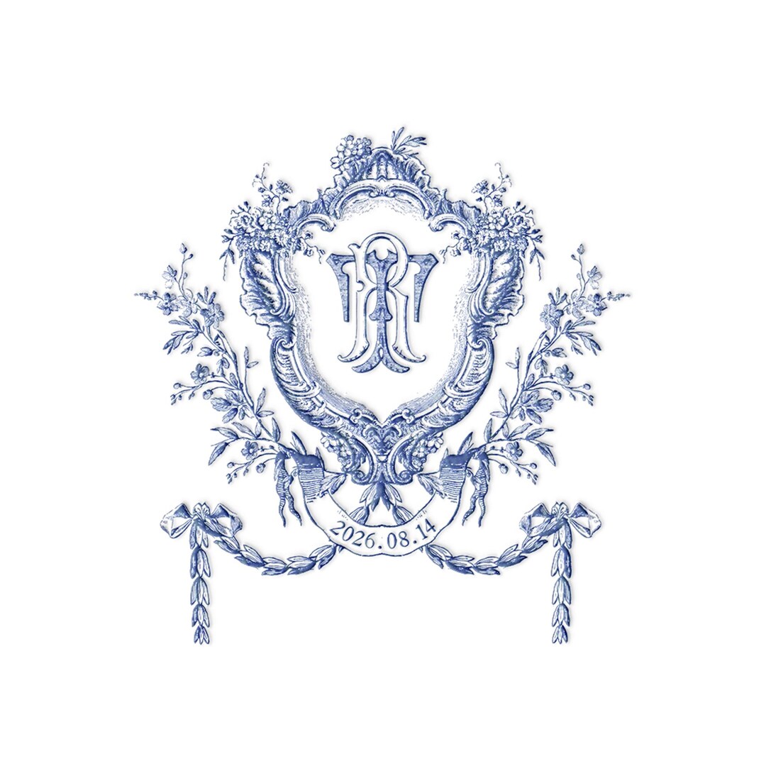 Custom Wedding Monogram Logo Design | Vintage Crest Logo | Luxury ...
