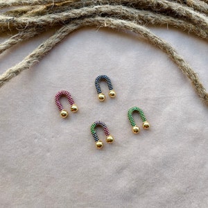 Gold Ear Wraps, Rainbow CZ Pave Minimalist Tiny Ear Cuff, No Piercing Cartilage Earring, Cute Unisex Jewelry Set, Gift For Her
