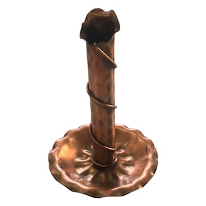 Vintage Gregorian Copper Taper Candle Holder with Ruffled Top and Round Base