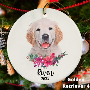 Golden Retriever Puppy Christmas Ornament - Personalized - Variety of Goldens to Choose - Custom Dog Gift 2022 - Adult Dog- Dog Memorial