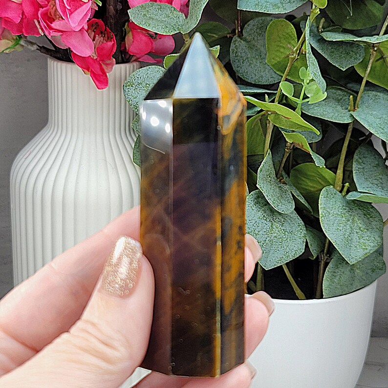 Gold and Blue Tiger Eye Point - Crystal Tower - Protection Crystal - Etsy