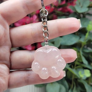 Rose Quartz Paw Keychain - Healing Crystal - Heart Chakra