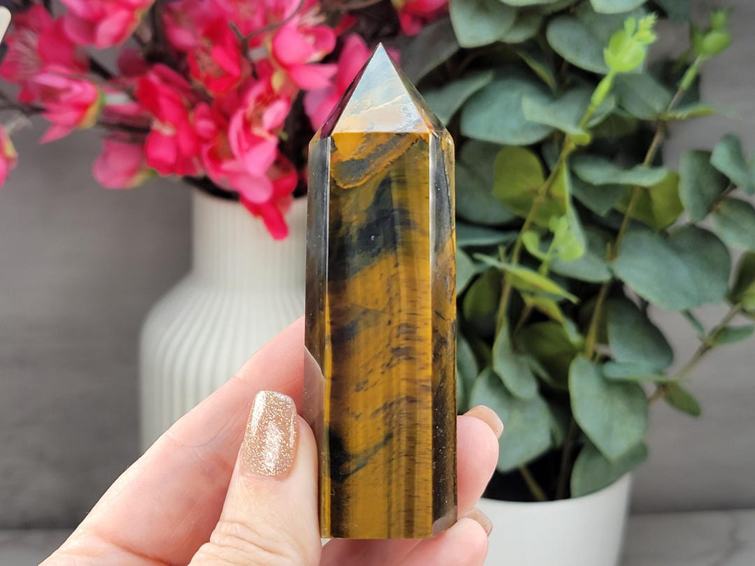 Gold and Blue Tiger Eye Point - Crystal Tower - Protection Crystal - Etsy